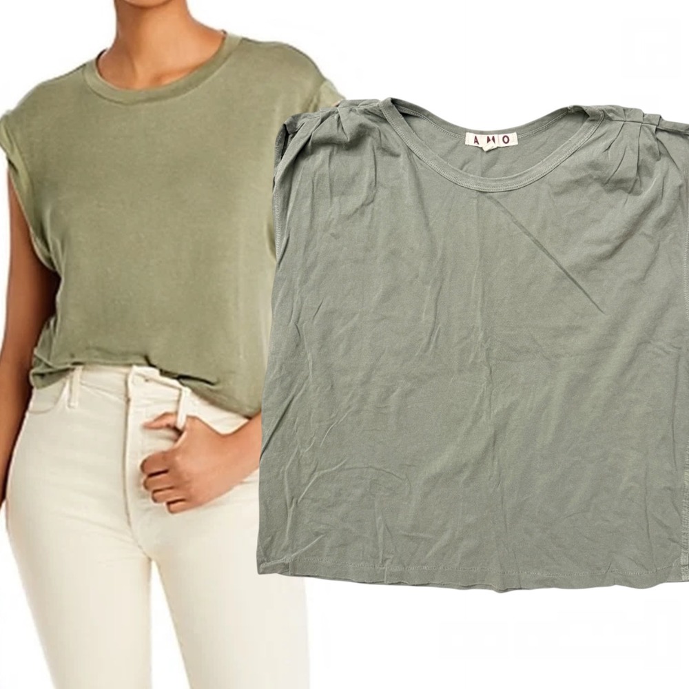 AMO Product Type Pleated Shoulder Muscle Tee Sage Green Large